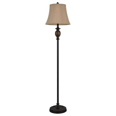 Mae 61 in. Bronze Floor Lamp with Faux Silk Shade