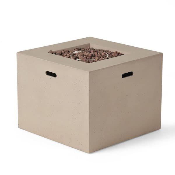 31 in. Outdoor 40000 Btu Light Gray Square Concrete Propane Fire Pit