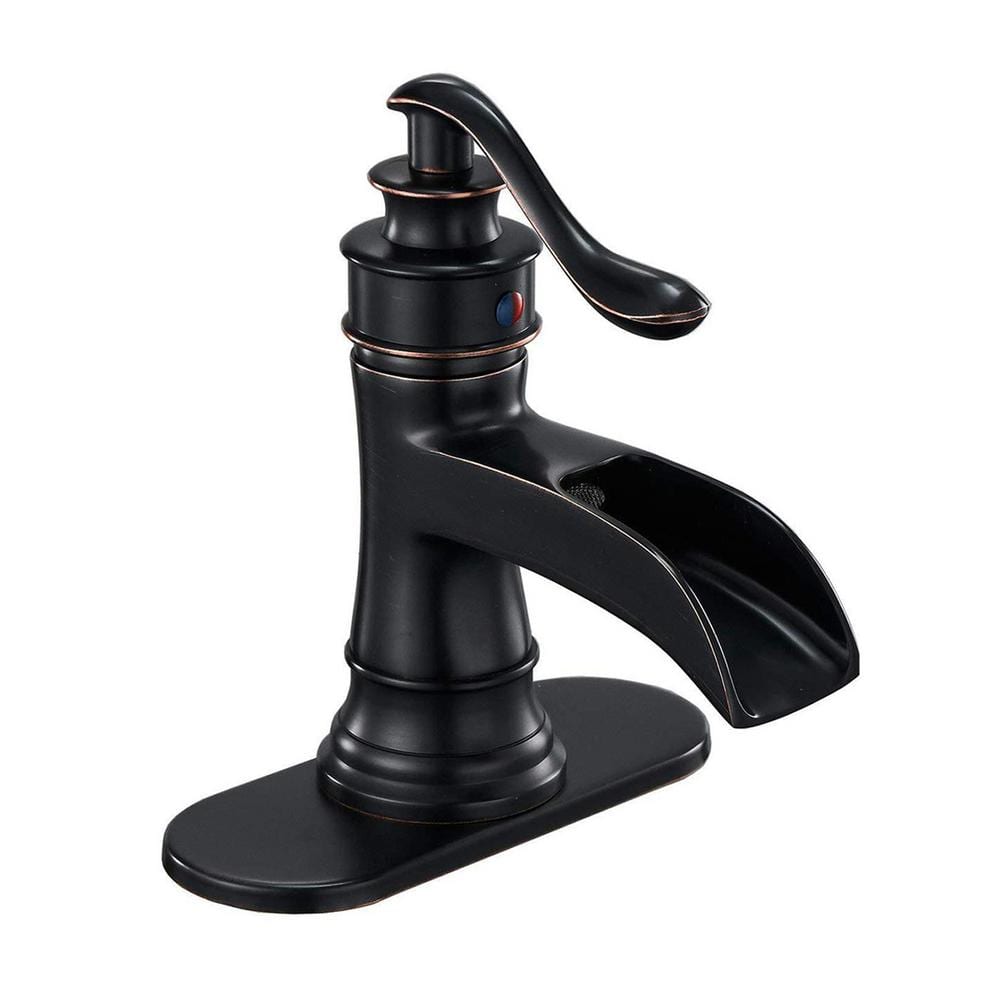 Single Handle Single Hole Waterfall Bathroom Faucet with Deck Plate Included in Oil Rubbed Bronze price history on PriceWatchPro