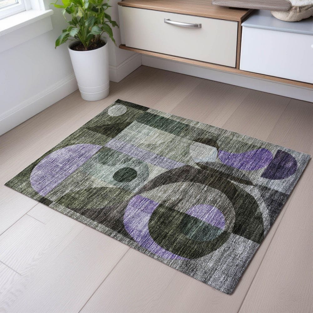 Mayfield Premium Machine Washable Abstract AMF1117 Olive 2 ft. x 3 ft. Area Rug price history on PriceWatchPro