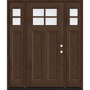 Regency 64 in. x 80 in. LHIS 4L-1/4Toplite Clear Glass Hickory Stain Fir Fiberglass Prehung Front Door with Dbl 12in.SL