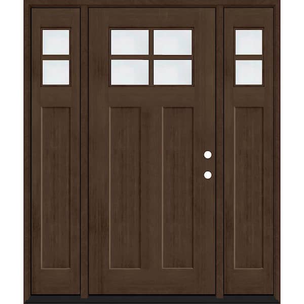 Steves & Sons Regency 64 in. x 80 in. LHIS 4L-1/4Toplite Clear Glass Hickory Stain Fir Fiberglass Prehung Front Door with Dbl 12in.SL