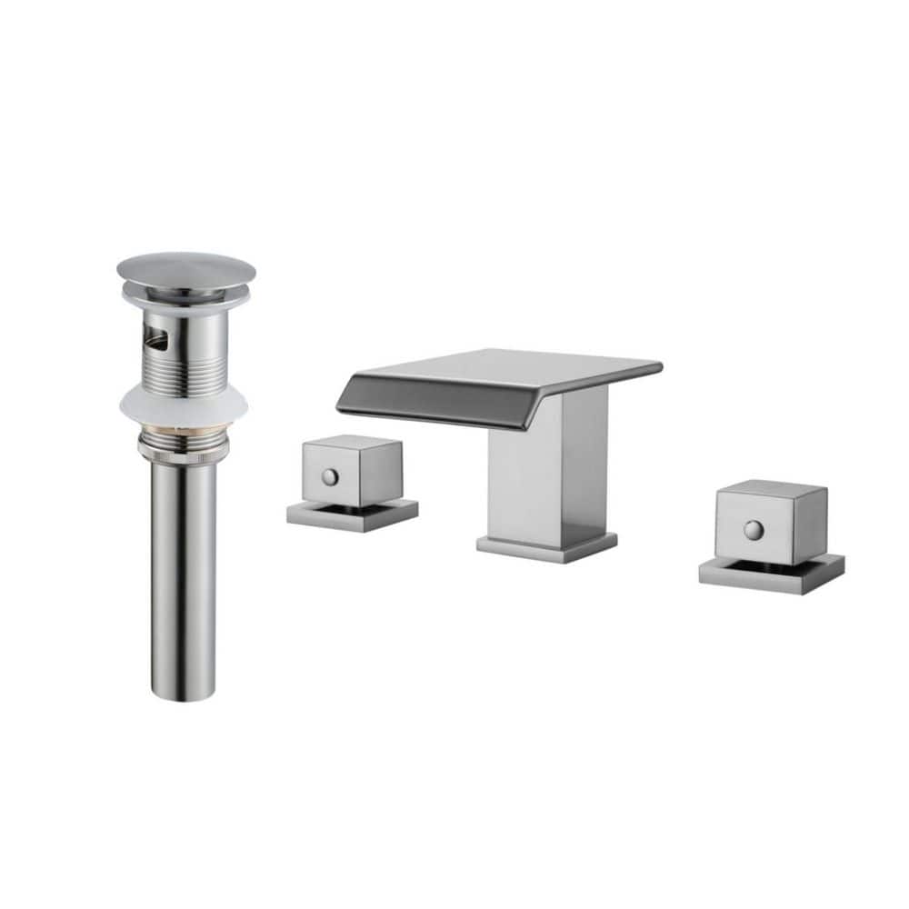 8 in. Widespread Double Handle Waterfall Bathroom Faucet with Pop-up Drain in Brushed Nickel price history on PriceWatchPro