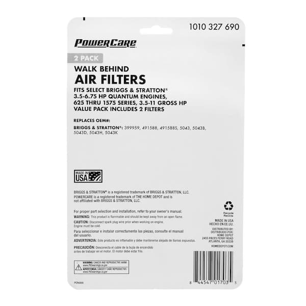 5-Pack Air Filter 491588 Replacement For Briggs & Stratton 491588s 399959 - Lawn Mower Engine Filters