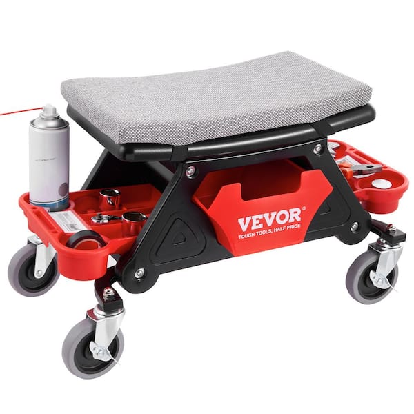 VEVOR Rolling Mechanic Stool 300 lbs. Capacity Heavy-Duty Garage Stool with Wheels 3 Slide Out Tray Drawer for Auto Repair