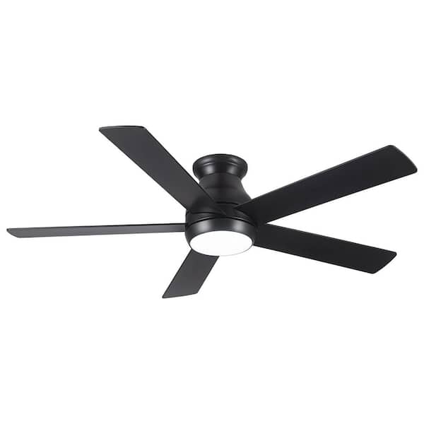 52 in. LED Indoor Black Low Profile Ceiling Fan with Light Kit and Remote Control