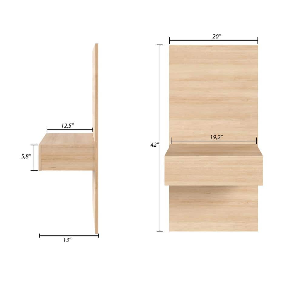 Natural Blonde Oak Floating Nightstand with Drawer