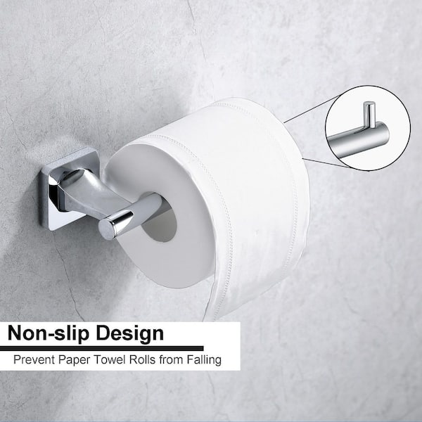 Wall Mounted Single Arm Toilet Paper Holder Non-Slip Tissue Roll Holder for Bathroom in Chrome-2-Pack