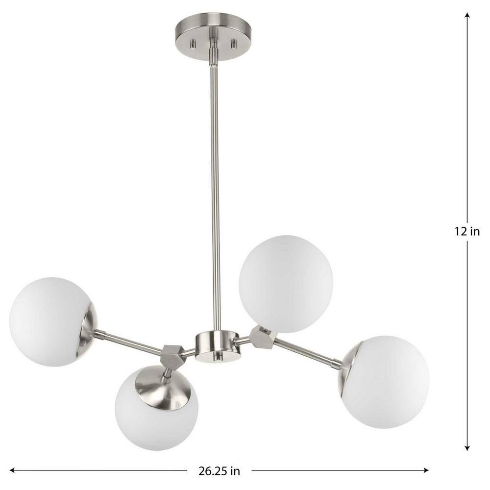 Haas Brushed Nickel 4-Light Mini Chandelier with Etched Opal Glass