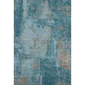 Mayfield Premium Machine Washable Abstract AMF989 Teal 5 ft. x 7 ft. 6 in. Area Rug