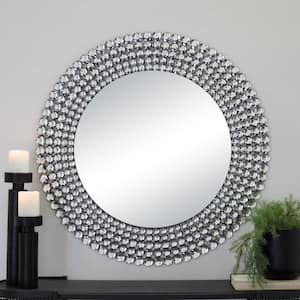 36 in. x 36 in. Round Framed Silver Starburst Wall Mirror with Crystal Embellishment