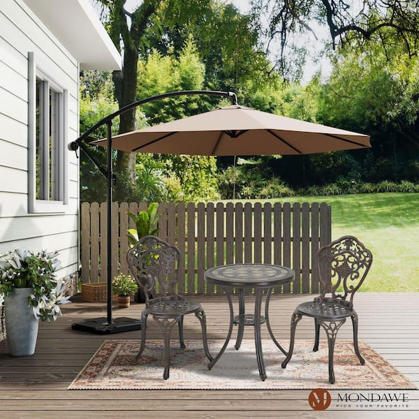 24 in. Round Antique Bronze Cast Aluminum Standard Height Outdoor Bistro Table with Ceramic Tile Tabletop