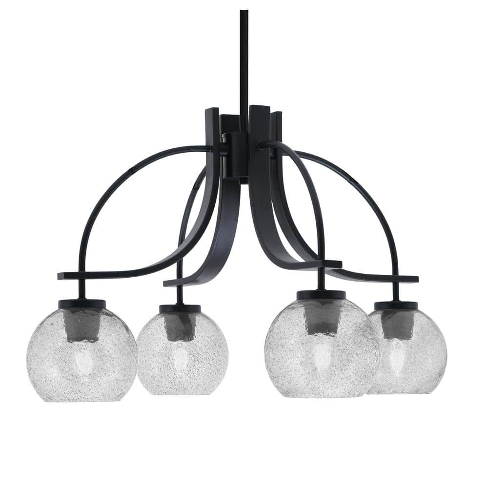 Olympia 14.75 in. 4Light Matte Black Downlight Chandelier 5 in. Smoke