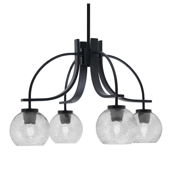 Olympia 14.75 in. 4Light Matte Black Downlight Chandelier 5 in. Smoke