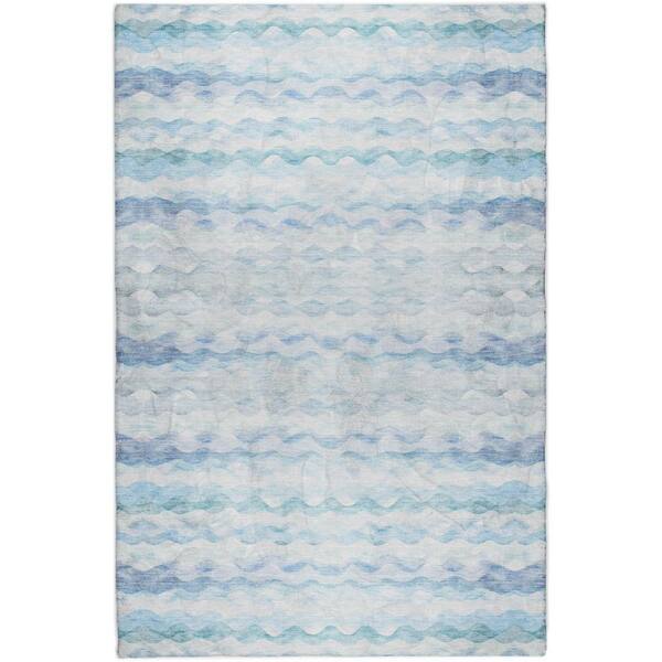 Dream Shag Premium Machine Washable Abstract ADS195 Blue 3 ft. x 5 ft. Area Rug