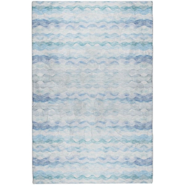 Dream Shag Premium Machine Washable Abstract ADS195 Blue 8 ft. x 10 ft. Area Rug