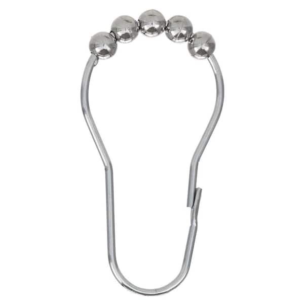 Zenna Home Aluminum Shower Curtain Rings/Hooks in Nickel SS08ALBN - The  Home Depot