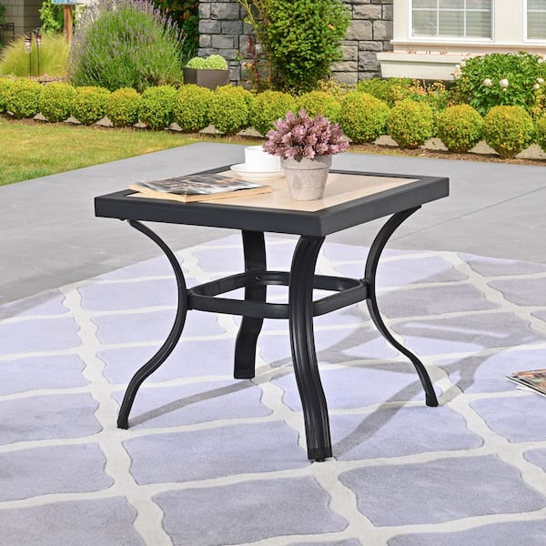 TOP HOME SPACE 20 in. Square Metal Outdoor Bistro Coffee Table