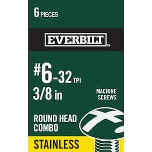 #6-32 x 3/8 in. Combo Round Head Stainless Steel Machine Screw (6-Pack)