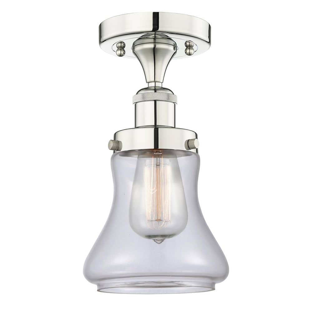 Bellmont 6.5 in. 1-Light Polished Nickel Art Nouveau Semi-Flush Mount with Clear Glass Shade price history on PriceWatchPro