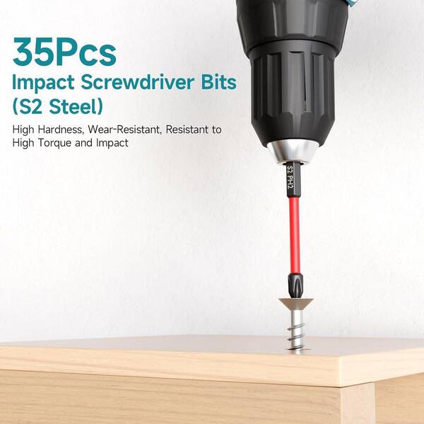 MYWISH 35-Piece Impact Driver Bit and Countersink Set SF-4ACBS0028