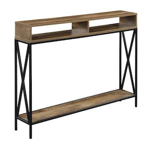 Tucson 47.25 in. Weathered Barnwood/Black 30.5 in. Rectangle Particle Board Console Table with 2-Shelves