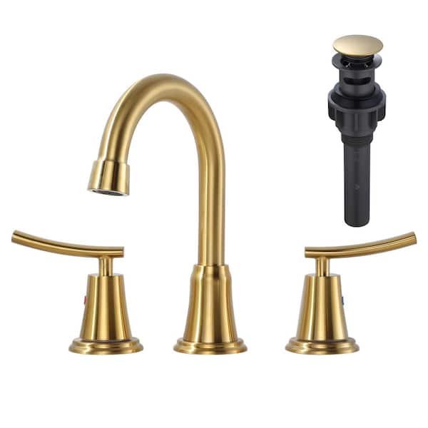 ARCORA 8 in. Widespread Double Handle Bathroom Faucet in Brushed Gold