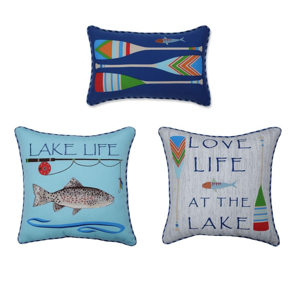 Lake Life Multicolor Embroidered Outdoor Pillow Set
