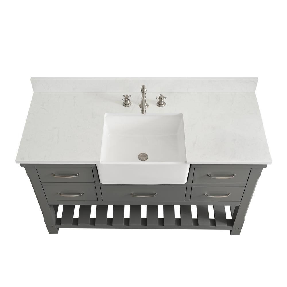 Gray Engineered Wood Single Bathroom Vanity with Ceramic Sink