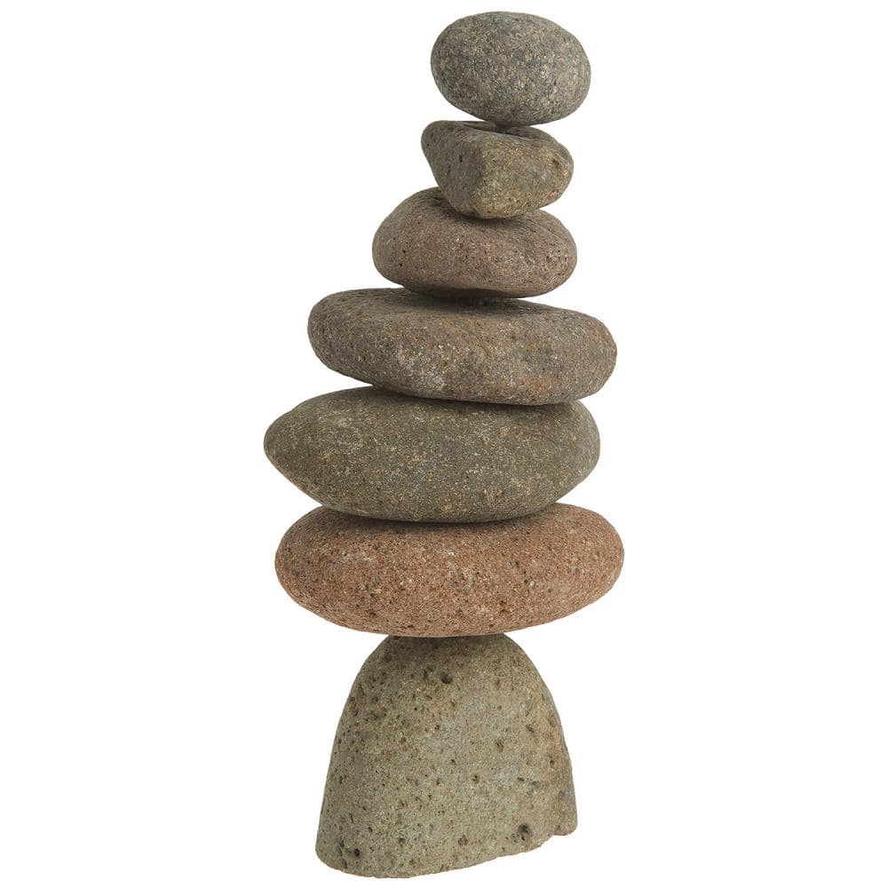 8 in. D x 4 in. W x 11 in. H 7-Stone Natural River Stone Cairn Landscape Ro
