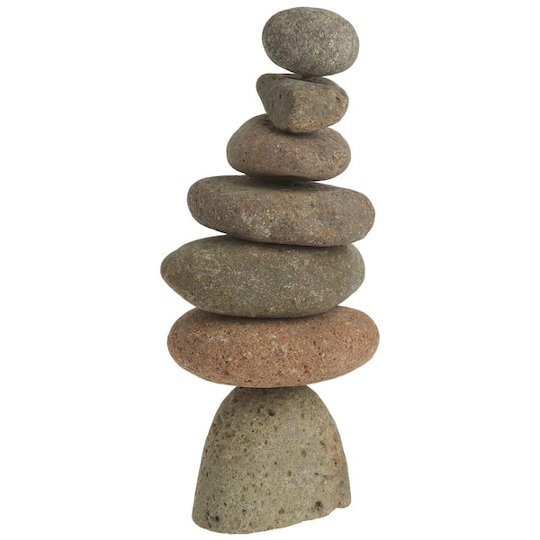 Unbranded 8 in. D x 4 in. W x 11 in. H 7-Stone Natural River Stone Cairn Landscape Rock Multicolor for Garden Lawns and Landscapes