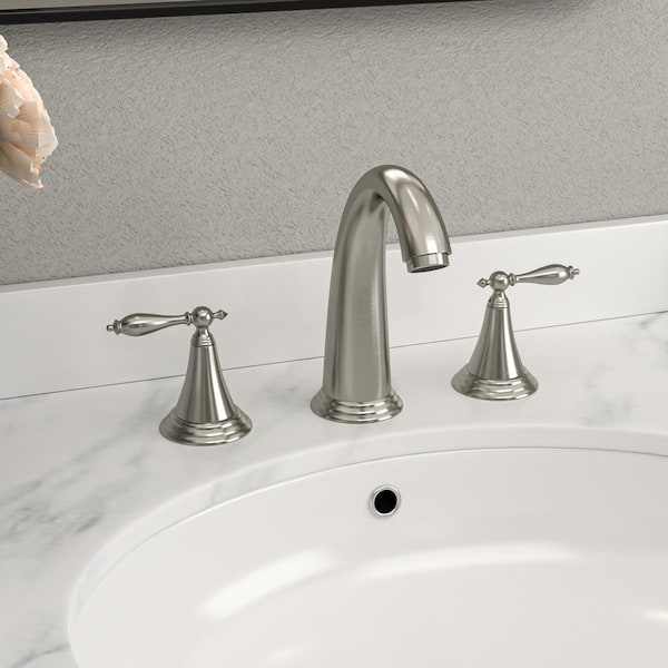 LORDEAR 8 in. Widespread Double Handle Bathroom Faucet in Brushed Nickel