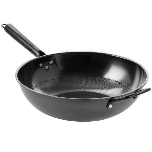 LEITAO Carbon Steel Wok Pan, 14 Piece Woks & Stir-Fry Pans Set with Li –  JandWShippingGroup