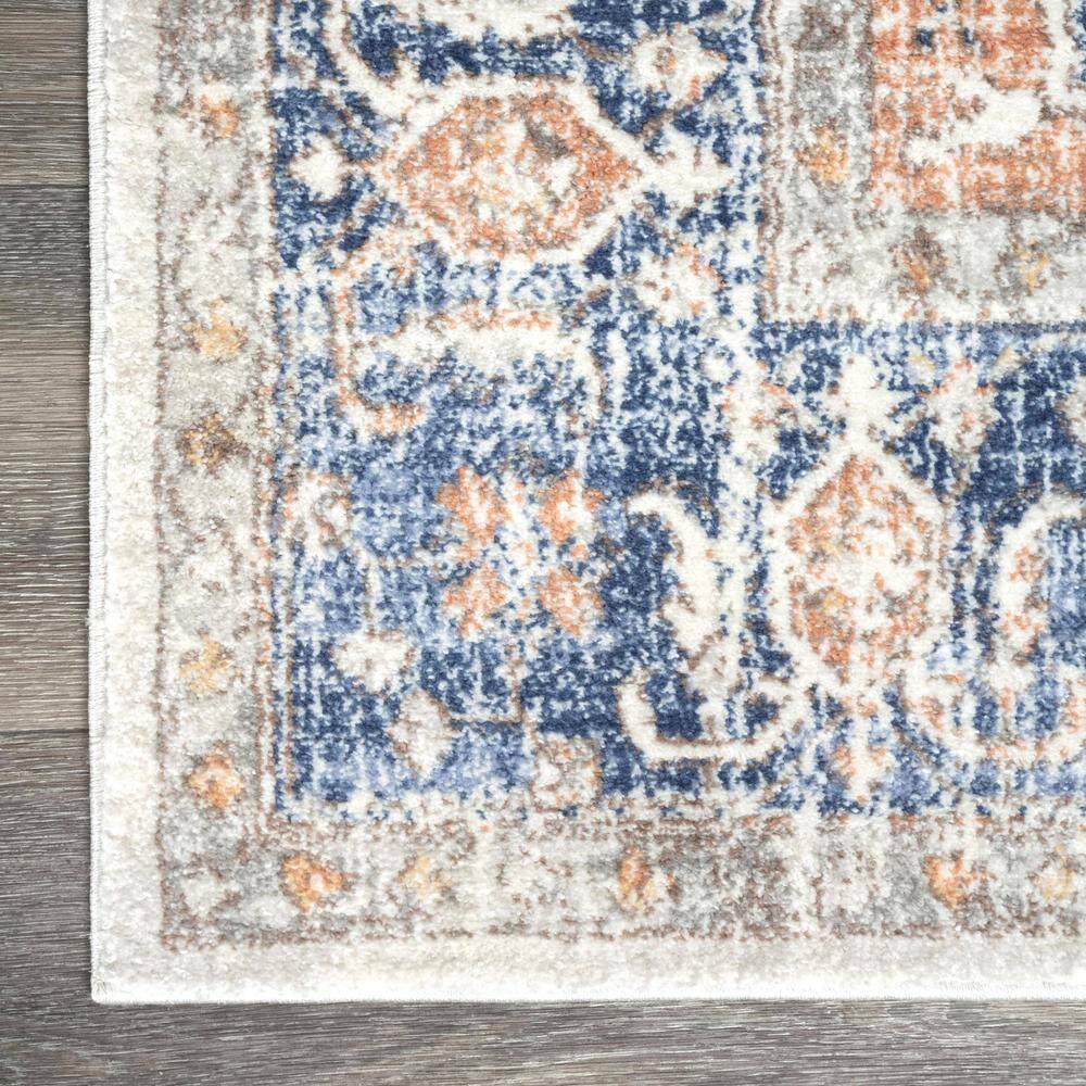 Reversible Vintage Floral Blue Synthetic Area Rug, 5' x 7'