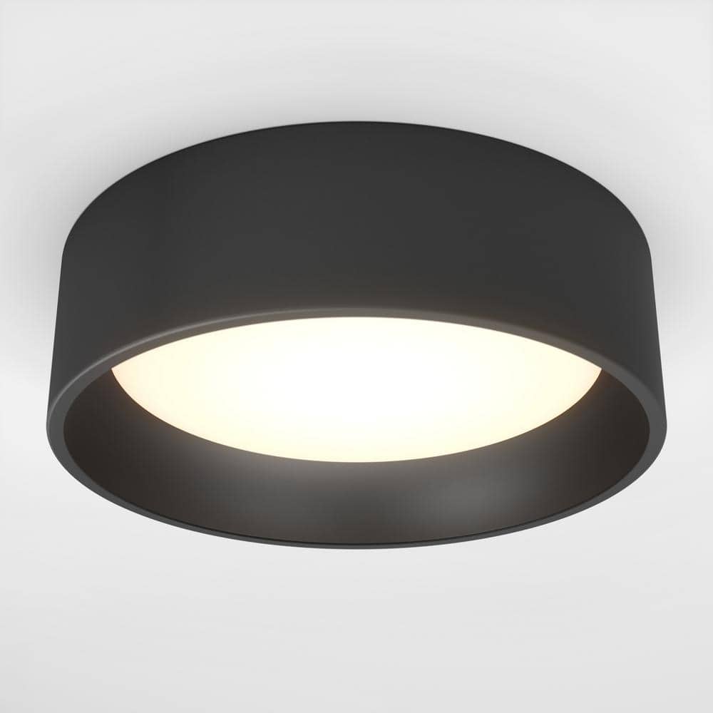 Modern Matte Black LED Ceiling Light with Dimmable Remote Control