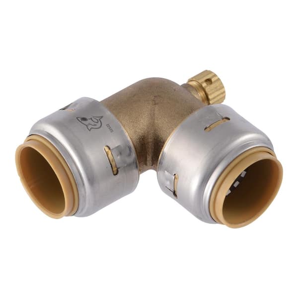 SharkBite Max 3/4 in. Brass 90-Degree Push-to-Connect Elbow Fitting with Drain