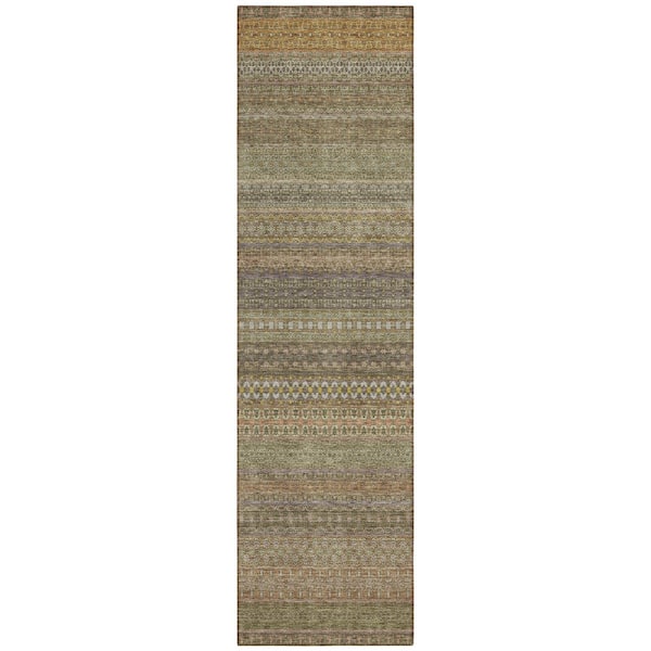 Addison Rugs Chantille ACN527 Khaki 2 ft. 3 in. x 7 ft. 6 in. Machine Washable Indoor/Outdoor Geometric Runner Rug