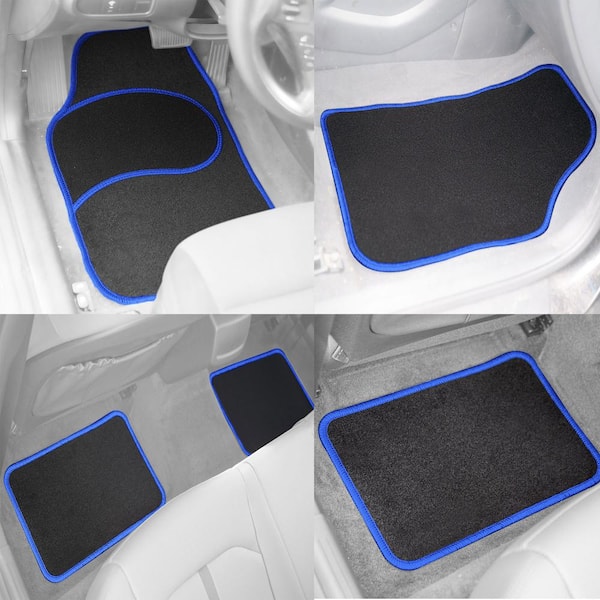Cord Carpet Floor Mat Black And Blue (Set of 6), Car Floor Mats Online