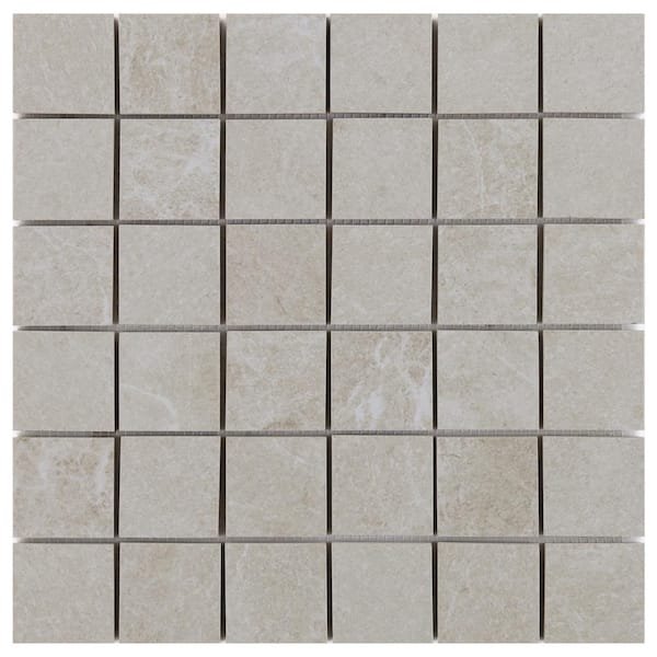 Ivy Hill Tile LithoTech Chalk White 3.93 in. x 0.35 in. Matte Porcelain Mosaic Floor and Wall Tile Sample