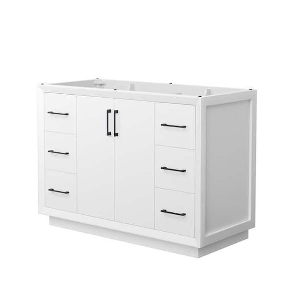 Wyndham Collection Strada 47.25 in. W x 21.75 in. D x 34.25 in. H Single Bath Vanity Cabinet without Top in White