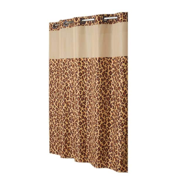 Hookless Shower Curtain Mystery with Peva Liner in Leapard Print