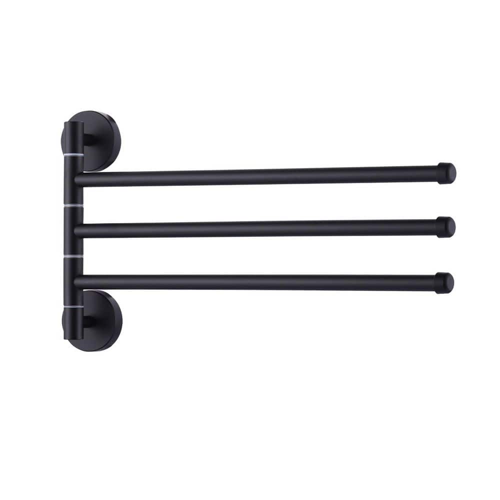 13.2 in. Wall Mounted Stainless Steel Swivel 3-Arm Towel Bars for Bathroom in Matte Black price history on PriceWatchPro