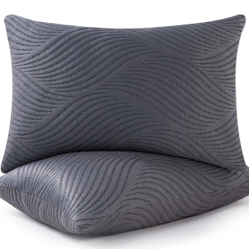 Queen Size Gray Cooling Memory Foam Sleeping Pillows Set of 2