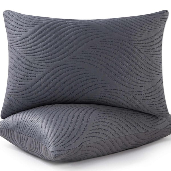 Unbranded Queen Size Cooling Shredded Memory Foam Pillows for Sleeping Adjustable Firm Pillow,Grey (Set of 2)