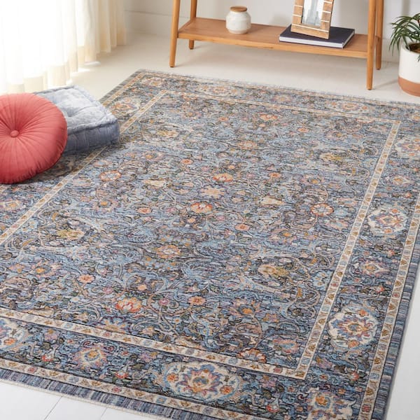 Crimson 2 ft. x 4 ft. Blue/Ivory Oriental Floral Area Rug