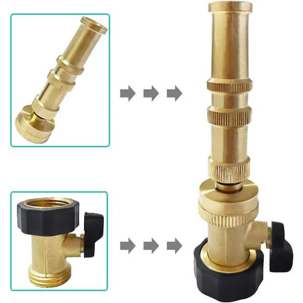 90-Degree Solid Brass Garden Hose Elbow Connector with On/Off Shutoff Valve