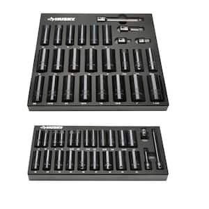 3/8 in. and 1/2 in. Drive Impact Socket Set with EVA Storage Trays (50-Piece)