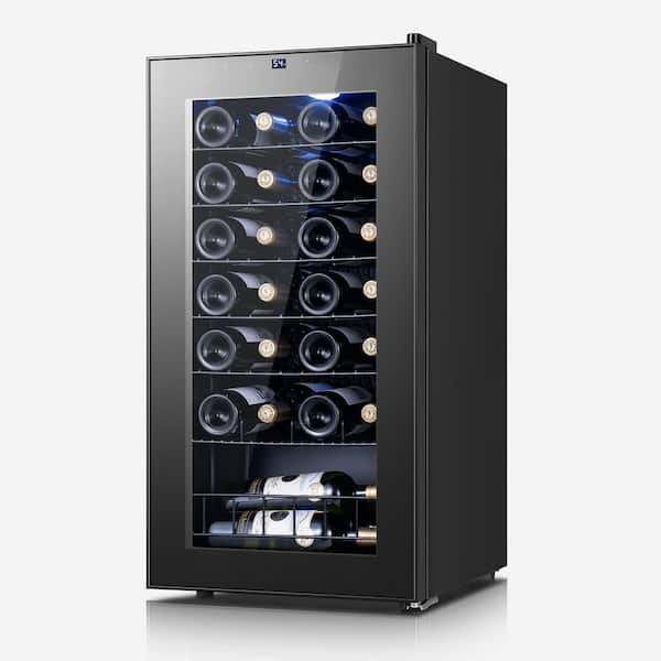 Single Zone 27-Bottle Freestanding Wine Cooler Fridge Cellar Cooling Unit in Stainless Steel w/Low-Vibration Compressor