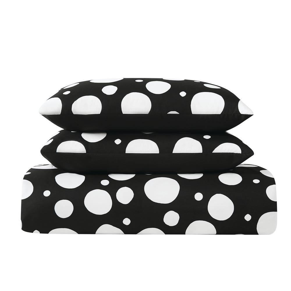 Sophia Black and White Dot Microfiber Duvet Cover Set