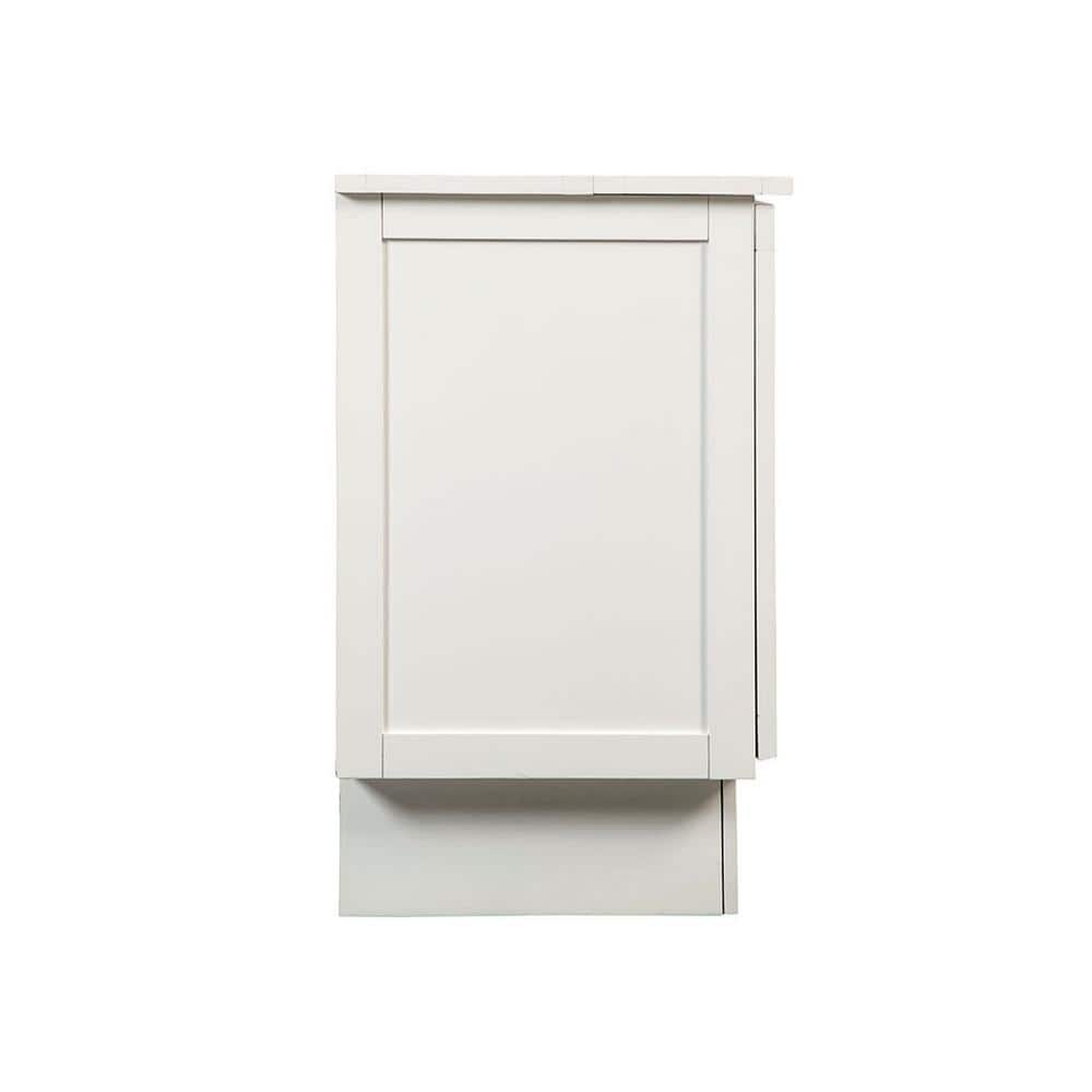 Essex White Queen Murphy Bed with Upholstered Wood Frame and Drawer